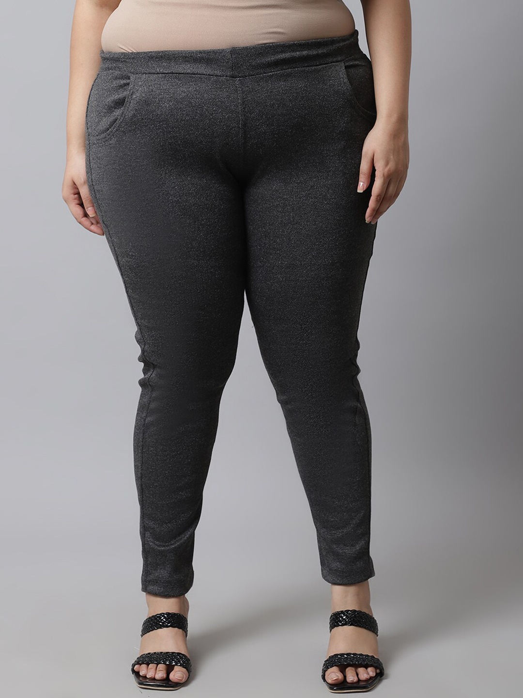 

TAG 7 PLUS Women Plus Size Solid Ankle Length Leggings, Grey