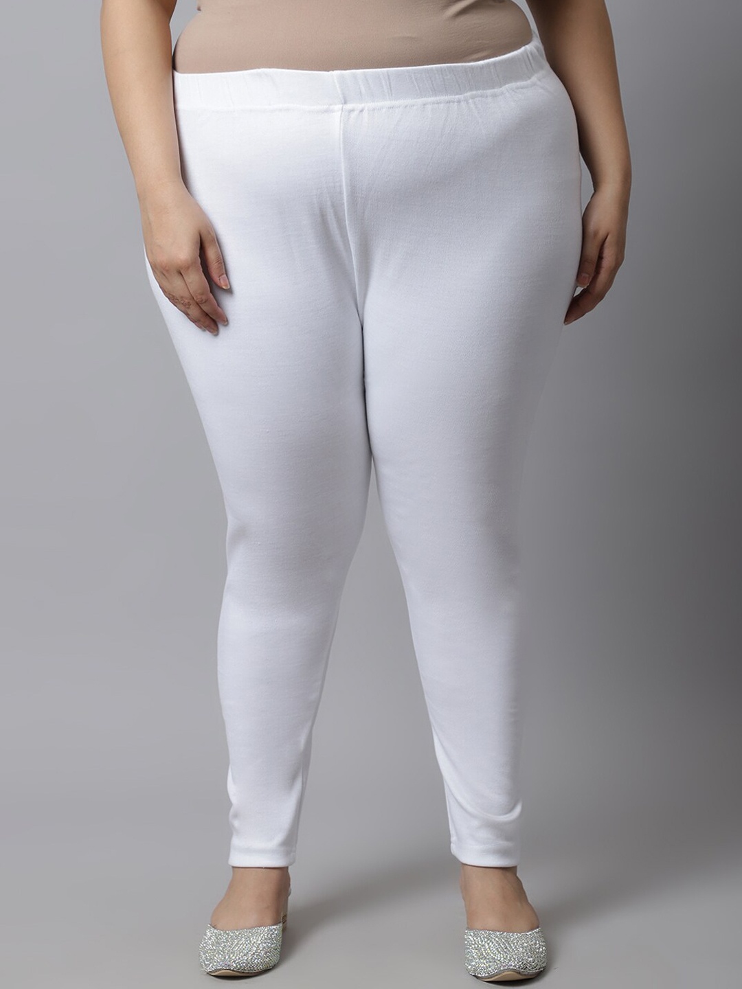 

TAG 7 PLUS Women Plus Size Solid Ankle-Length Leggings, White