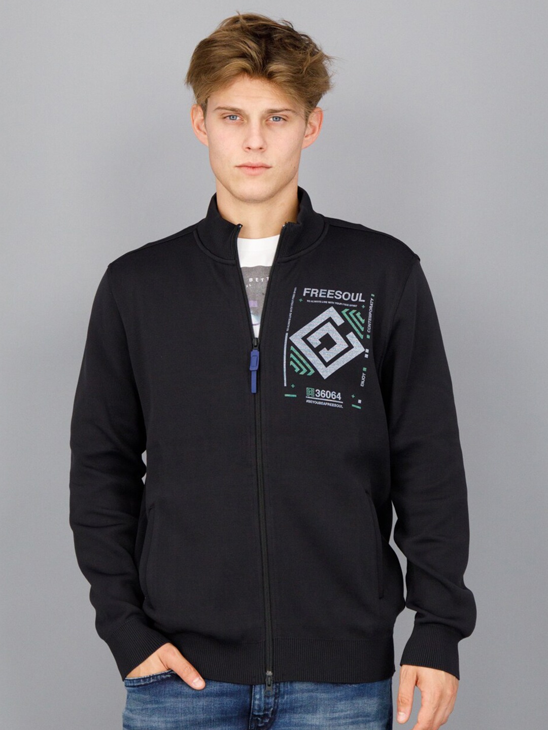 

FREESOUL Men Typography Printed Sweatshirt, Black