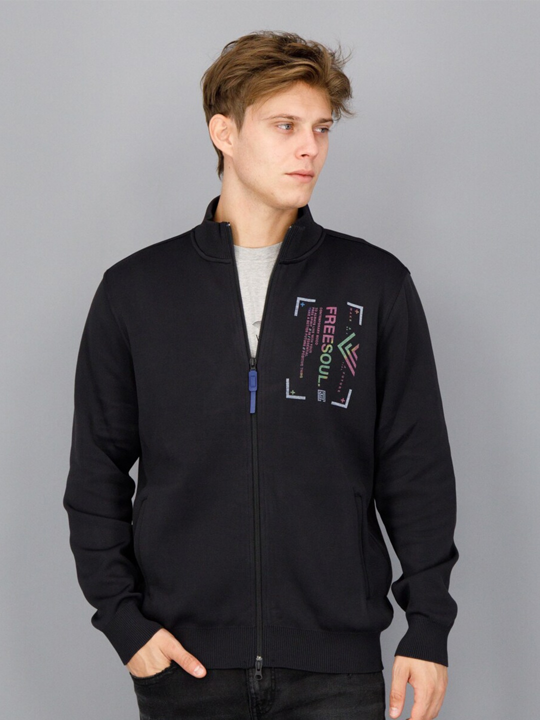

FREESOUL Men Typography Printed Sweatshirt, Black