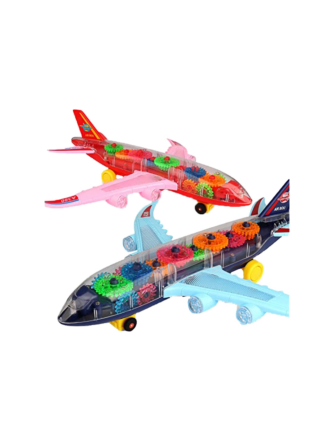 

CHOCOZONE Kids Gear Plane Toy With Lights & Bump & Go Action Toddler Toys, Transparent