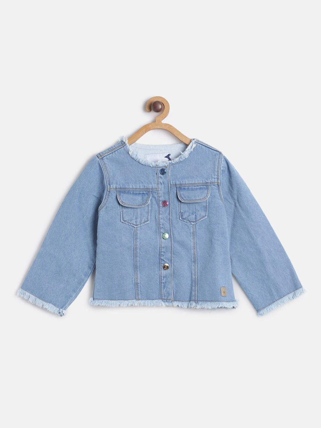 

TALES & STORIES Girls Lightweight Denim Jacket with Embroidered, Blue