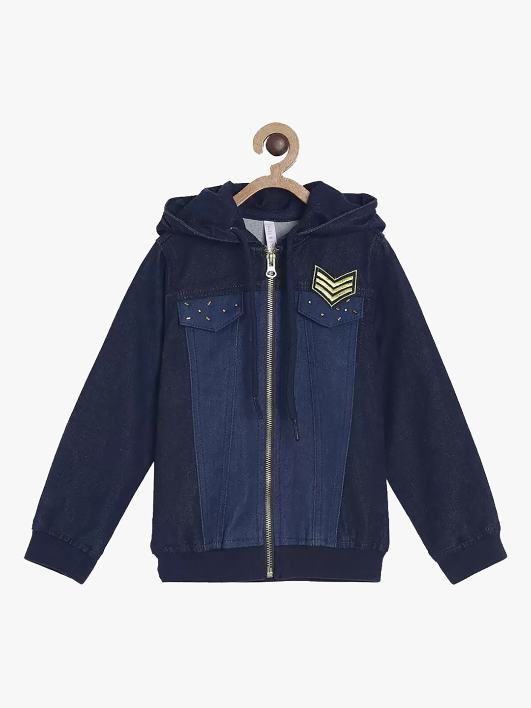 

TALES & STORIES Girls Navy Blue Washed Lightweight Denim Jacket