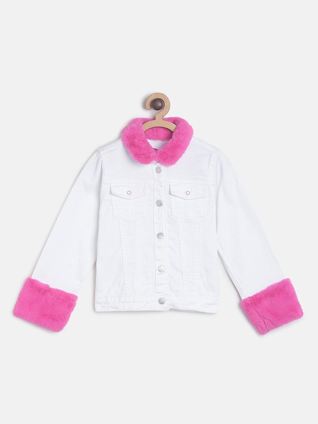 

TALES & STORIES Girls White Washed Lightweight Cotton Crop Tailored Jacket