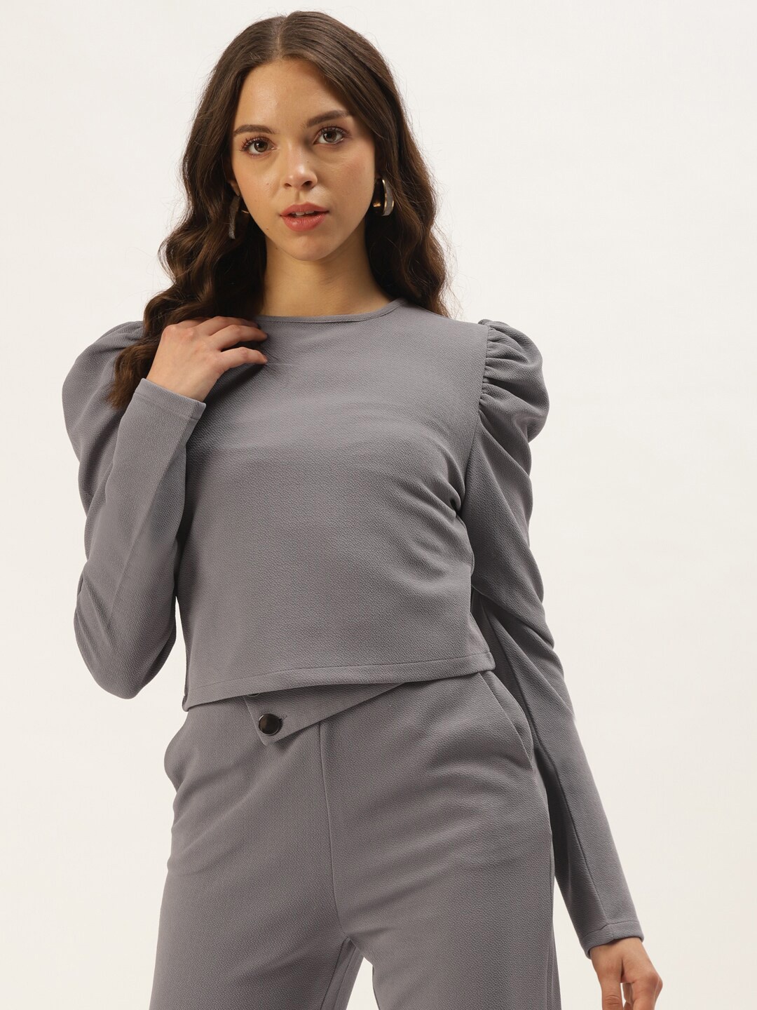 

Zastraa Solid Crop Top, Grey