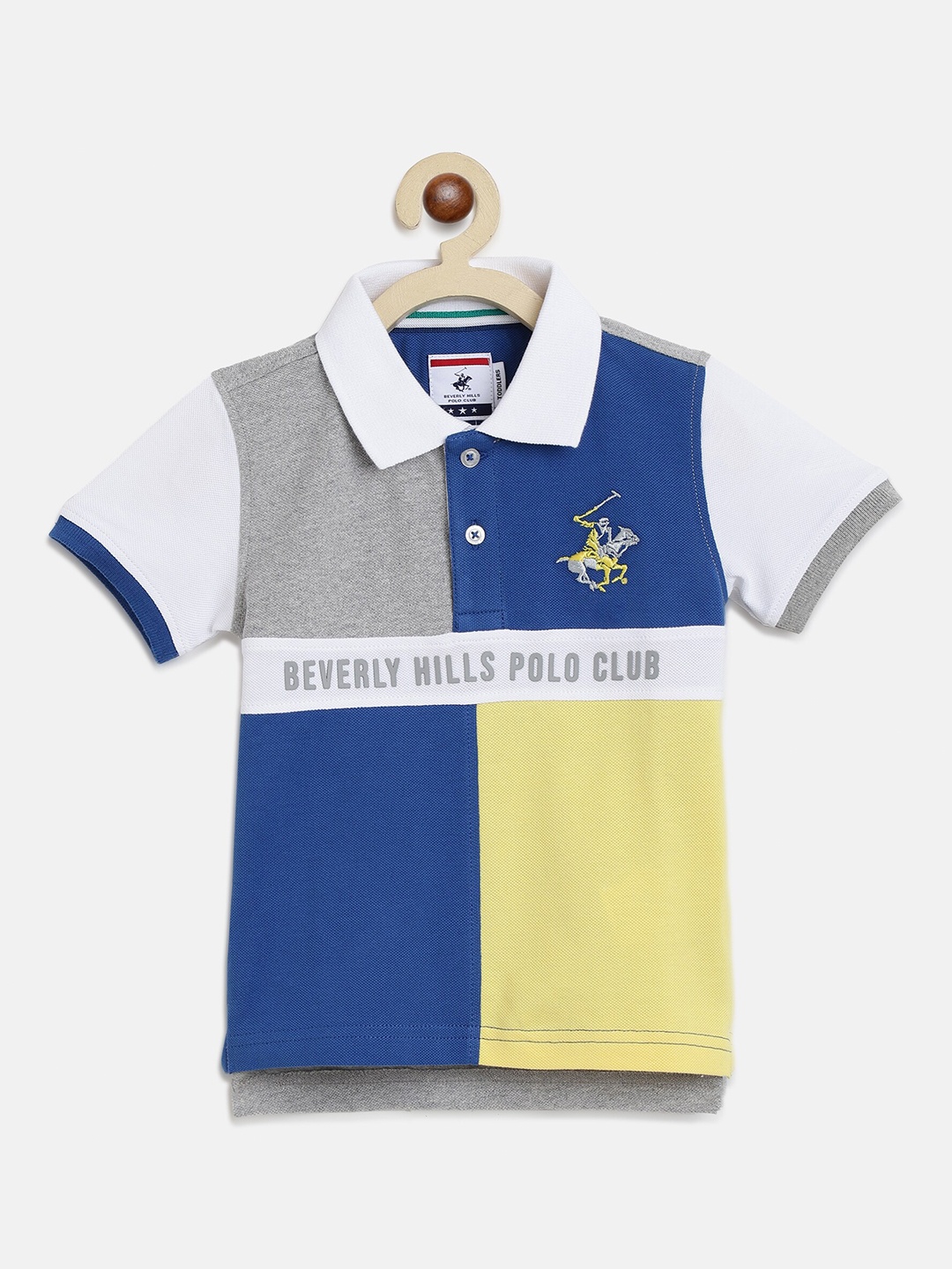 

Beverly Hills Polo Club Boys Colourblocked Polo Collar T-shirt, Blue