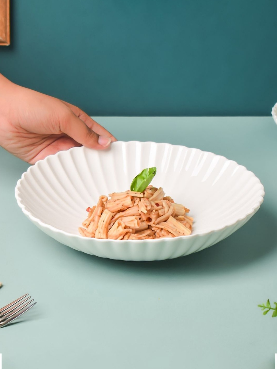 

Nestasia White Microwave Safe Textured Ceramic Matte Plate