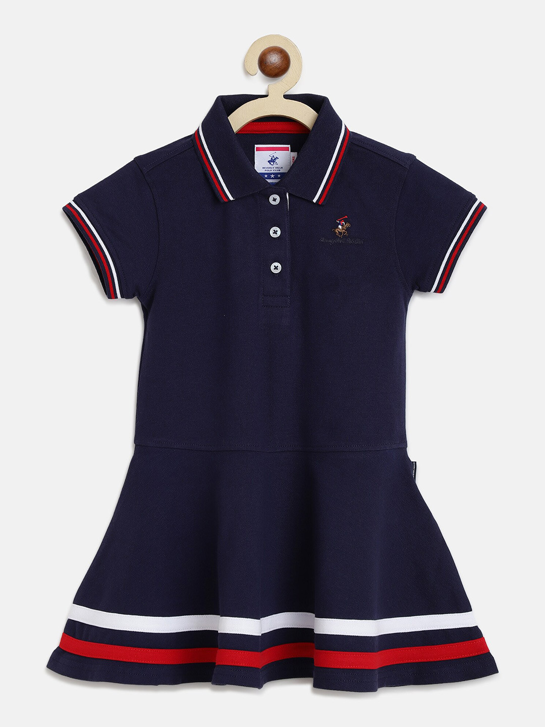 

Beverly Hills Polo Club Girls Navy Blue Drop-Waist Dress