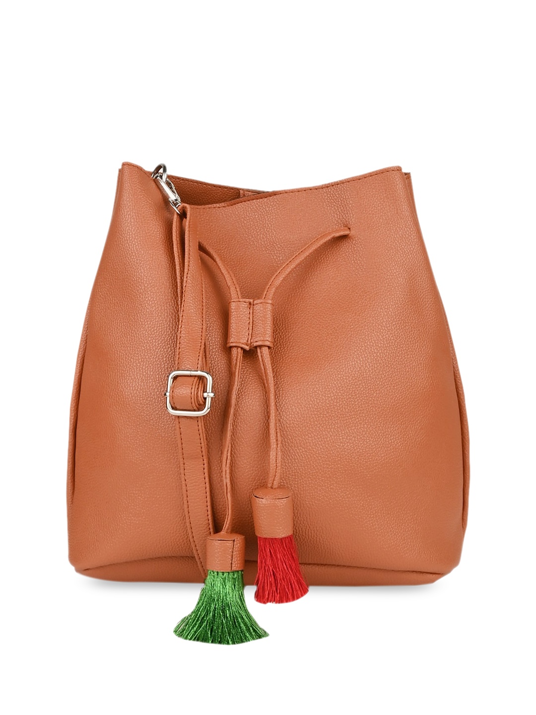 

Vdesi PU Tasselled Bucket Sling Bag, Tan