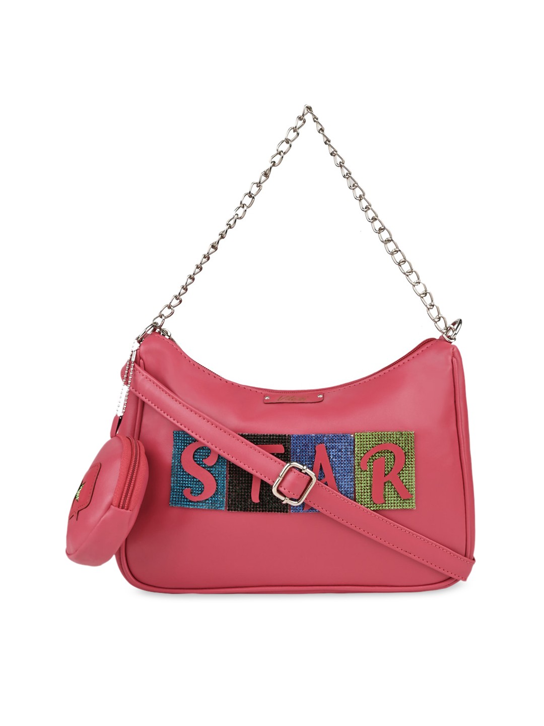 

Vdesi Embellished PU Structured Sling Bag, Pink