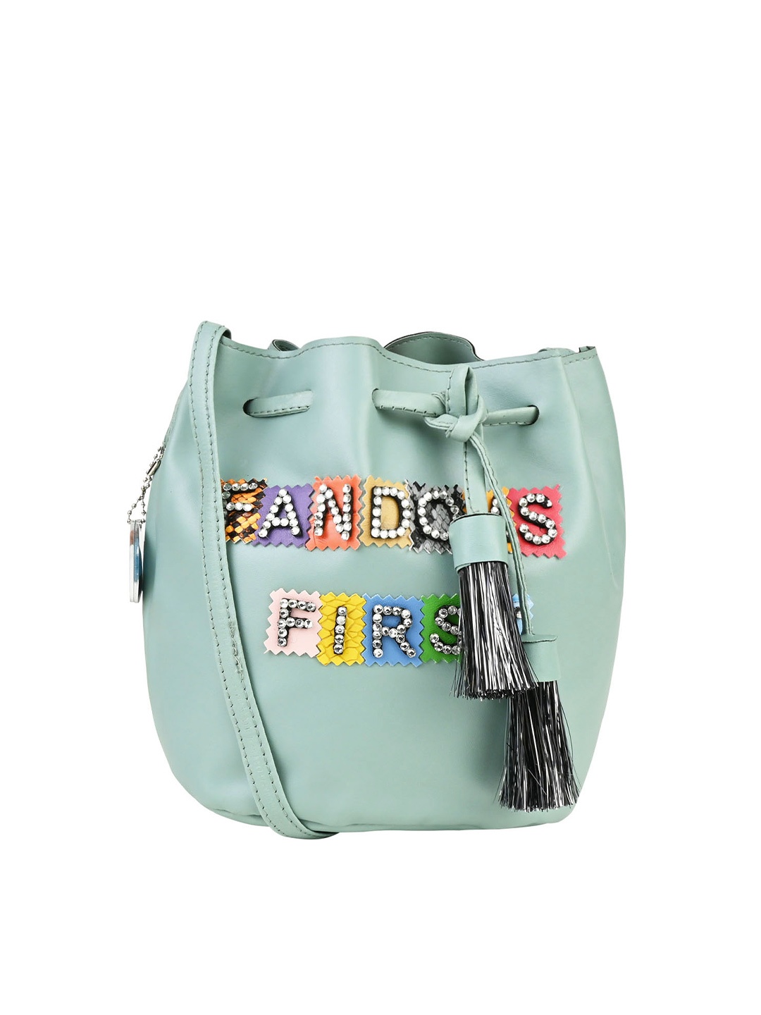 

Vdesi PU Bucket Sling Bag with Tasselled, Sea green