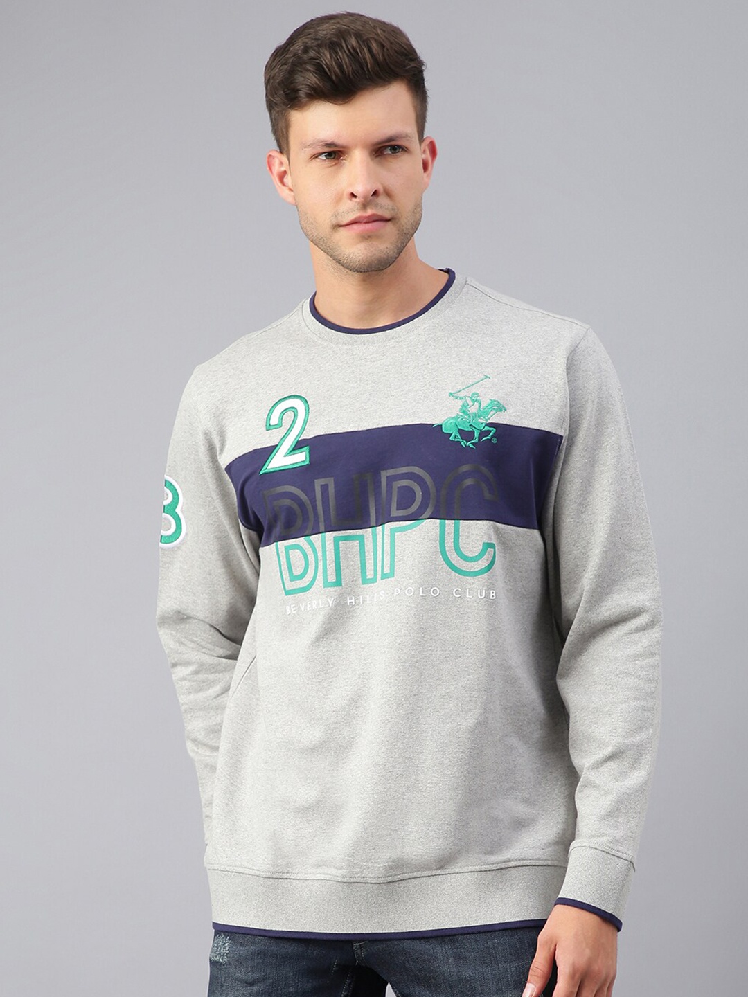 

Beverly Hills Polo Club Men Printed Cotton Sweatshirt, Grey