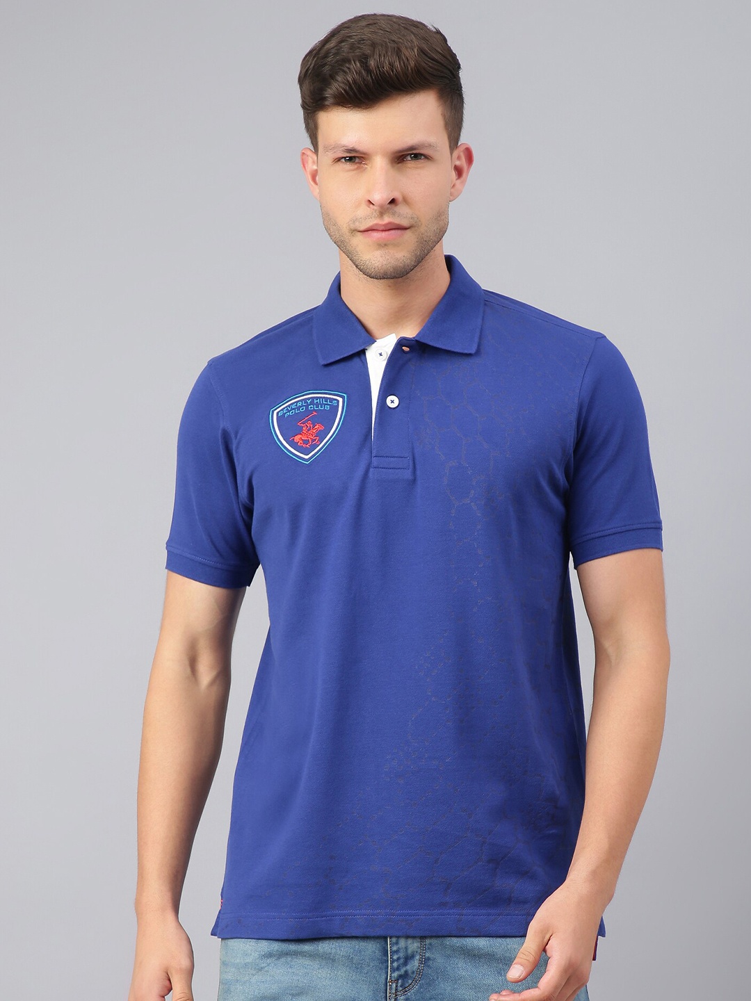 

Beverly Hills Polo Club Men Polo Collar T-shirt, Blue