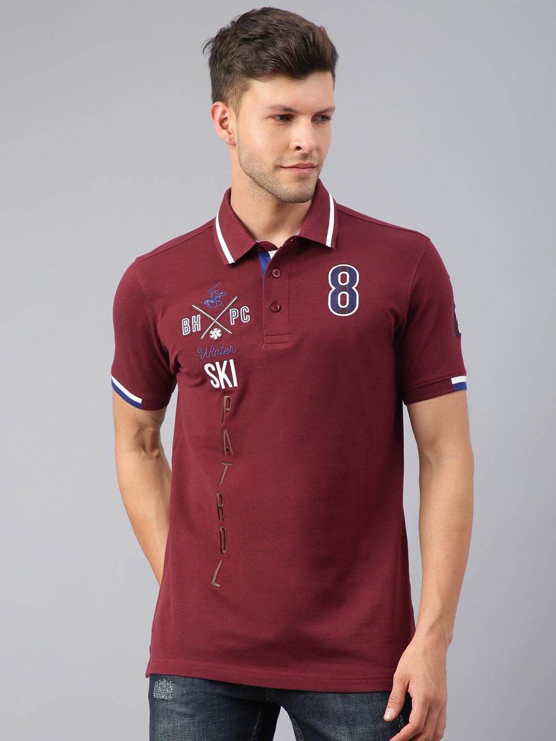 

Beverly Hills Polo Club Men Polo Collar T-shirt, Maroon