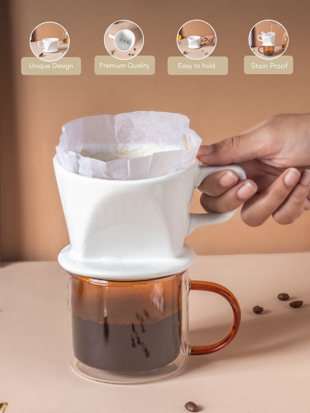 

Nestasia Solid Ceramic Coffee Filter, White