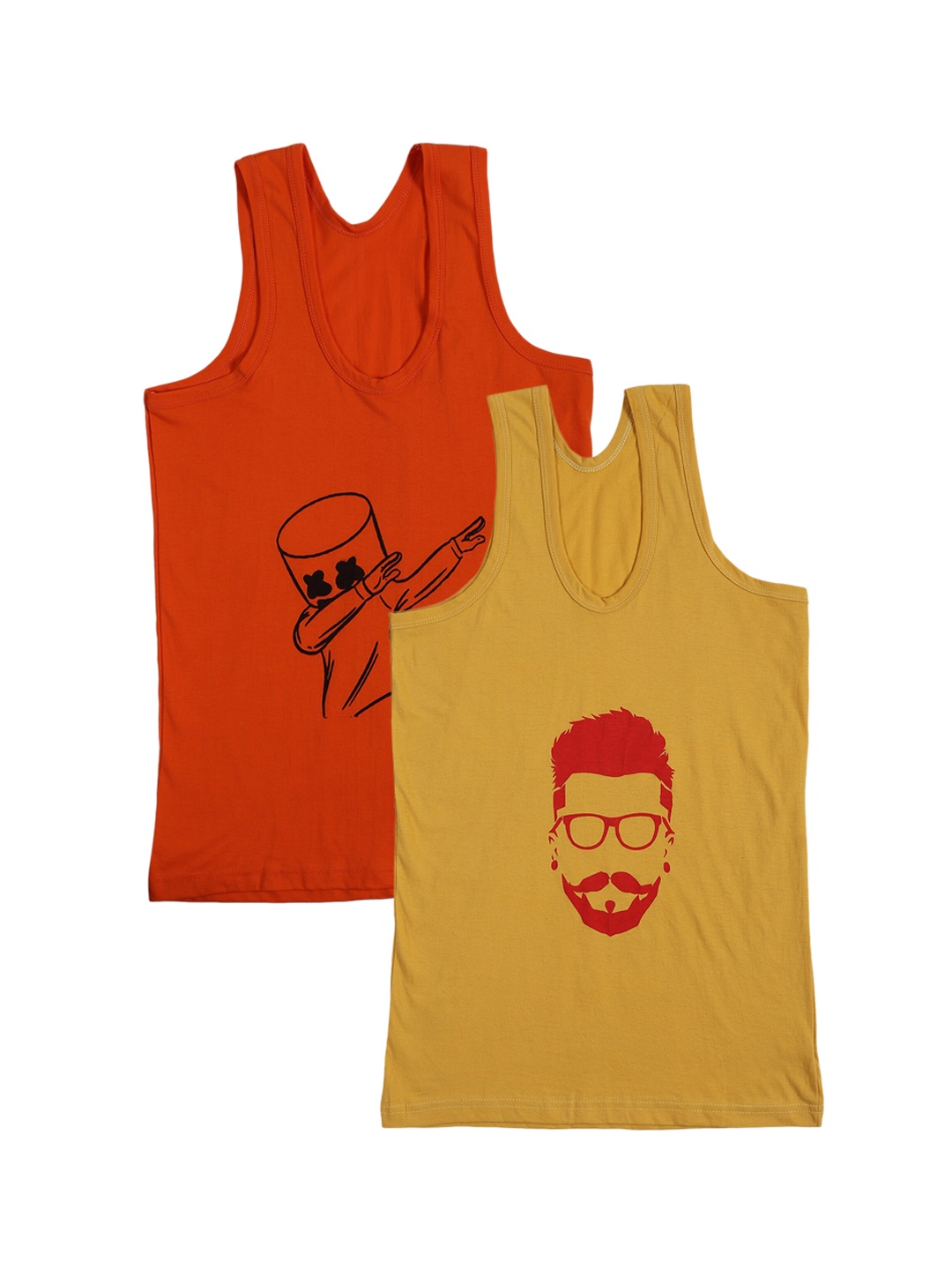 

Fleurt Men Pack Of 2 Printed Assorted Pure Cotton Innerwear Vests