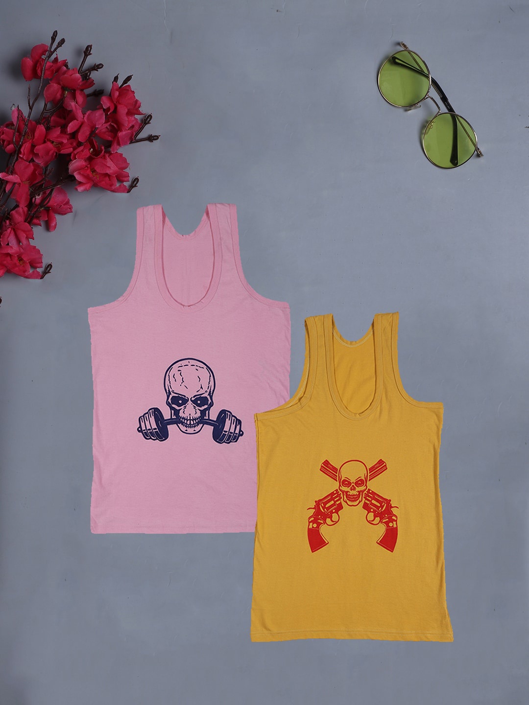 

Fleurt Men Pack Of 2 Pure Assorted Cotton Innerwear Vests