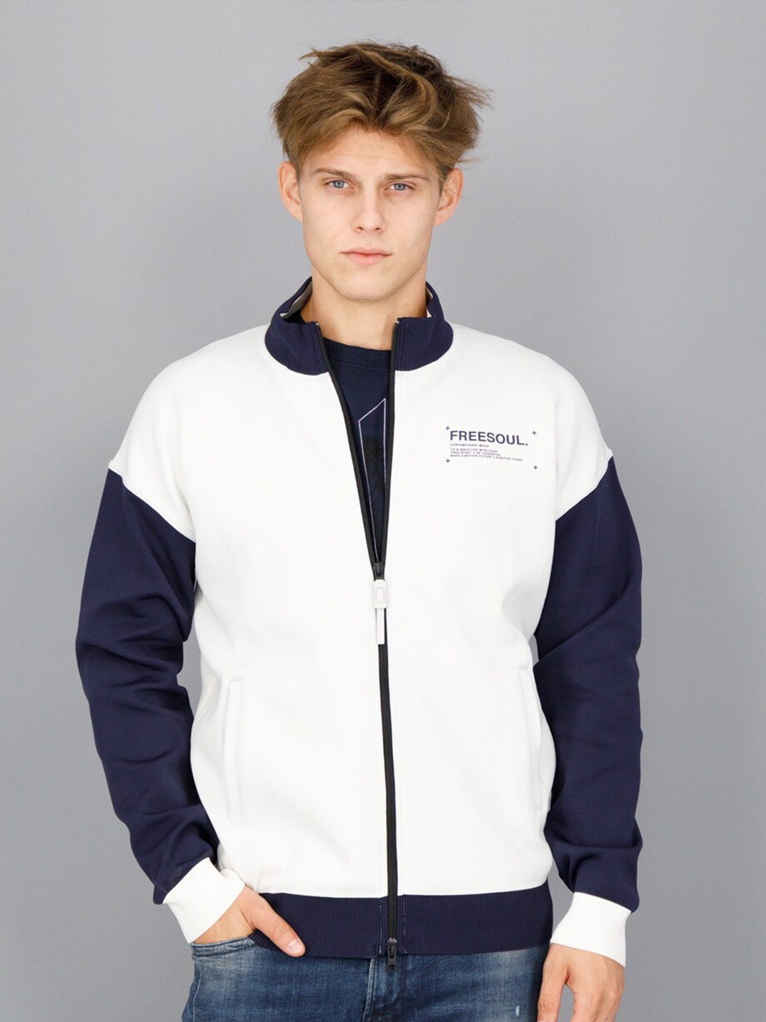 

FREESOUL Men Colourblocked Long Sleeves Sweatshirt, White