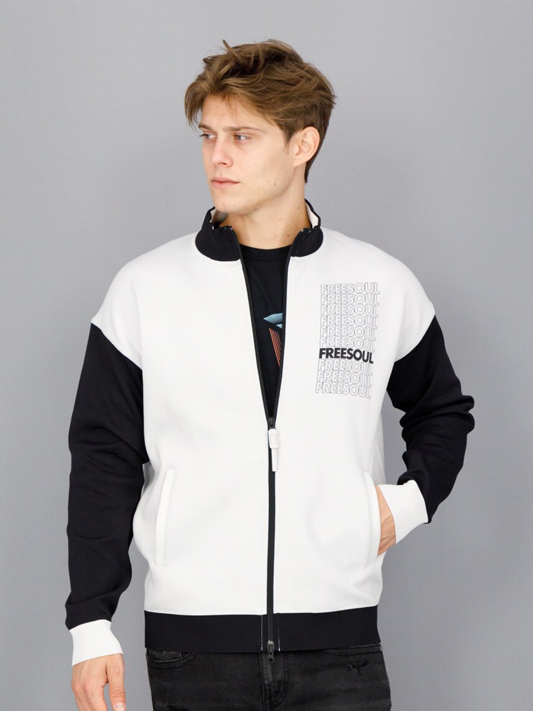 

FREESOUL Men Colourblocked Long Sleeves Sweatshirt, White