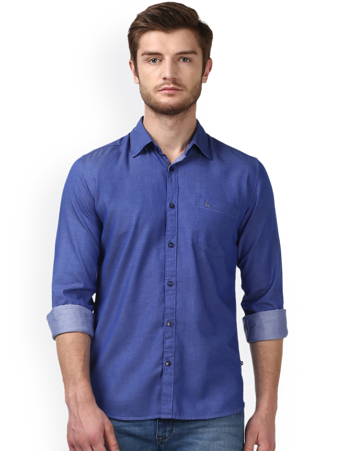 

Parx Men Blue Smart Slim Fit Solid Casual Shirt