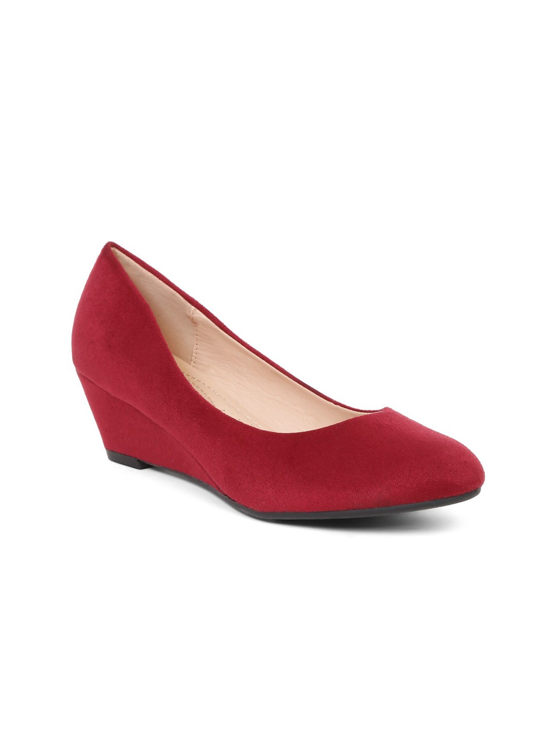

Flat n Heels Maroon Suede Wedge Pumps