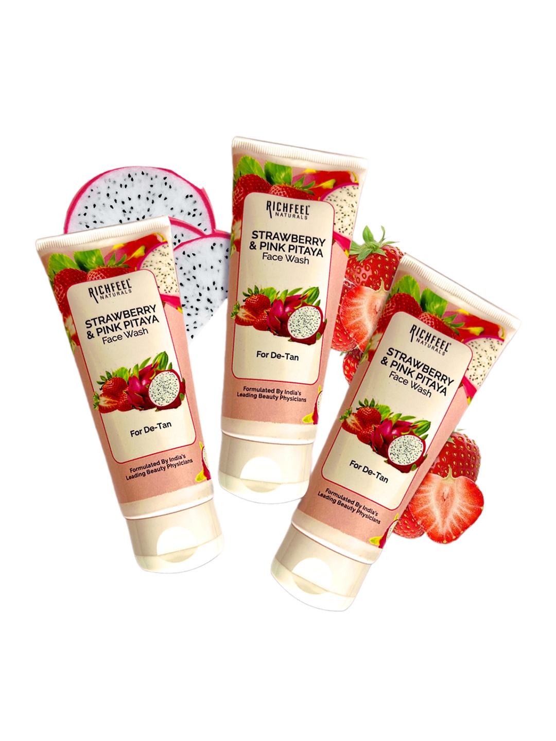 

Richfeel Pack Of 3 Strawberry & Pink Pitaya Face Wash 100 G