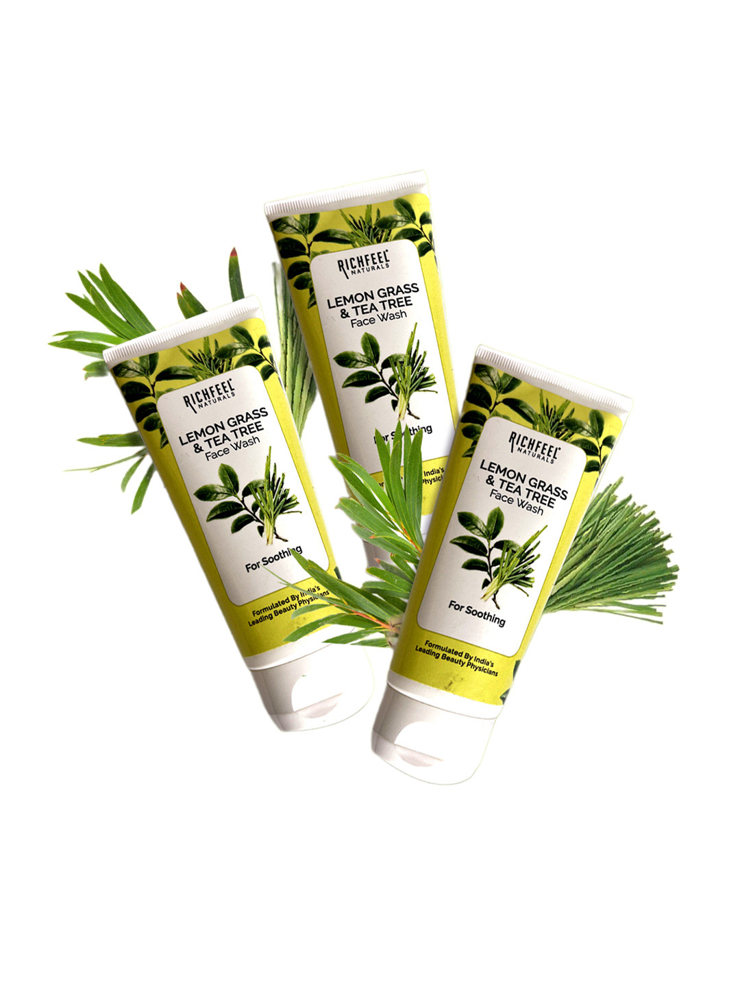 

Richfeel Set of 3 Lemon Grass & Tea Tree Face Wash for Soothing Skin - 100 g Each, White