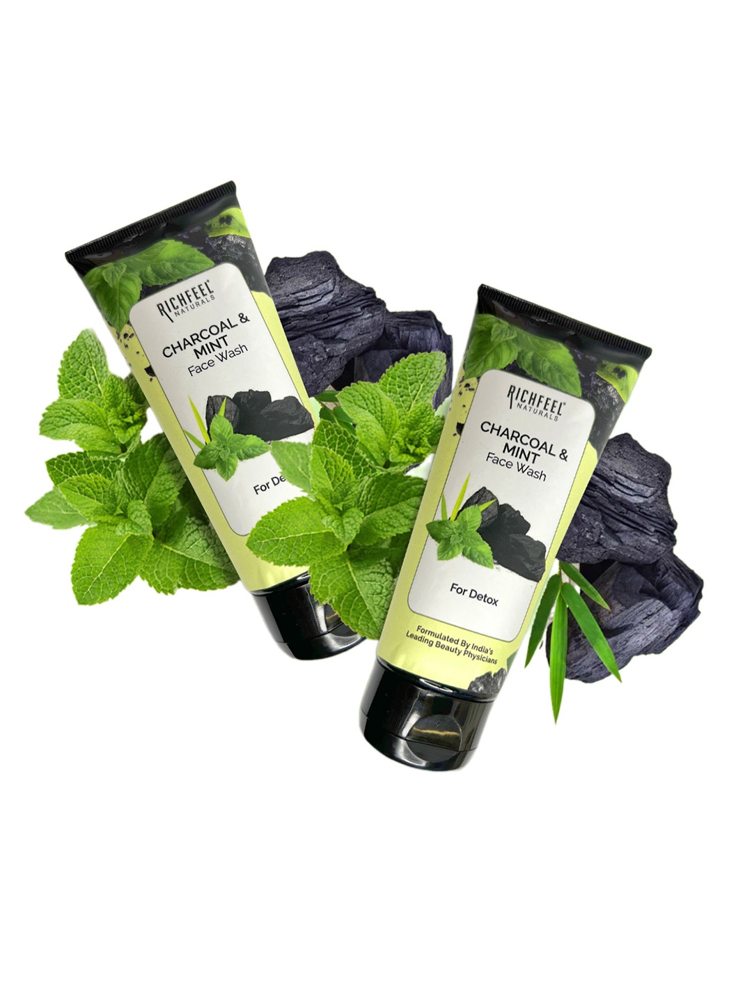 

Richfeel Pack Of 3 Charcoal & Mint Face Wash 100 G, Black