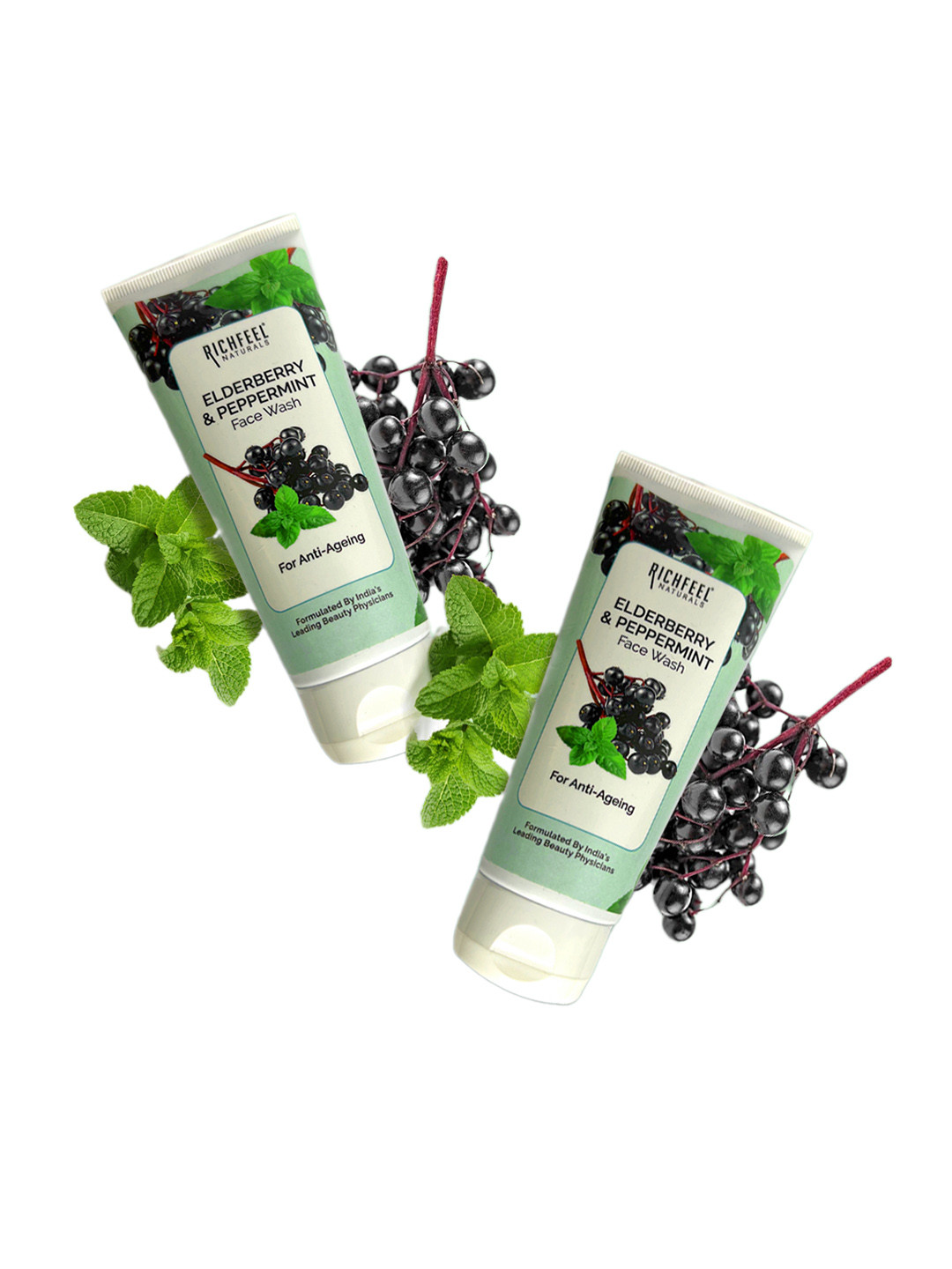 

Richfeel Set Of 2 Elderberry & Peppermint Face Wash 200 ml, Blue
