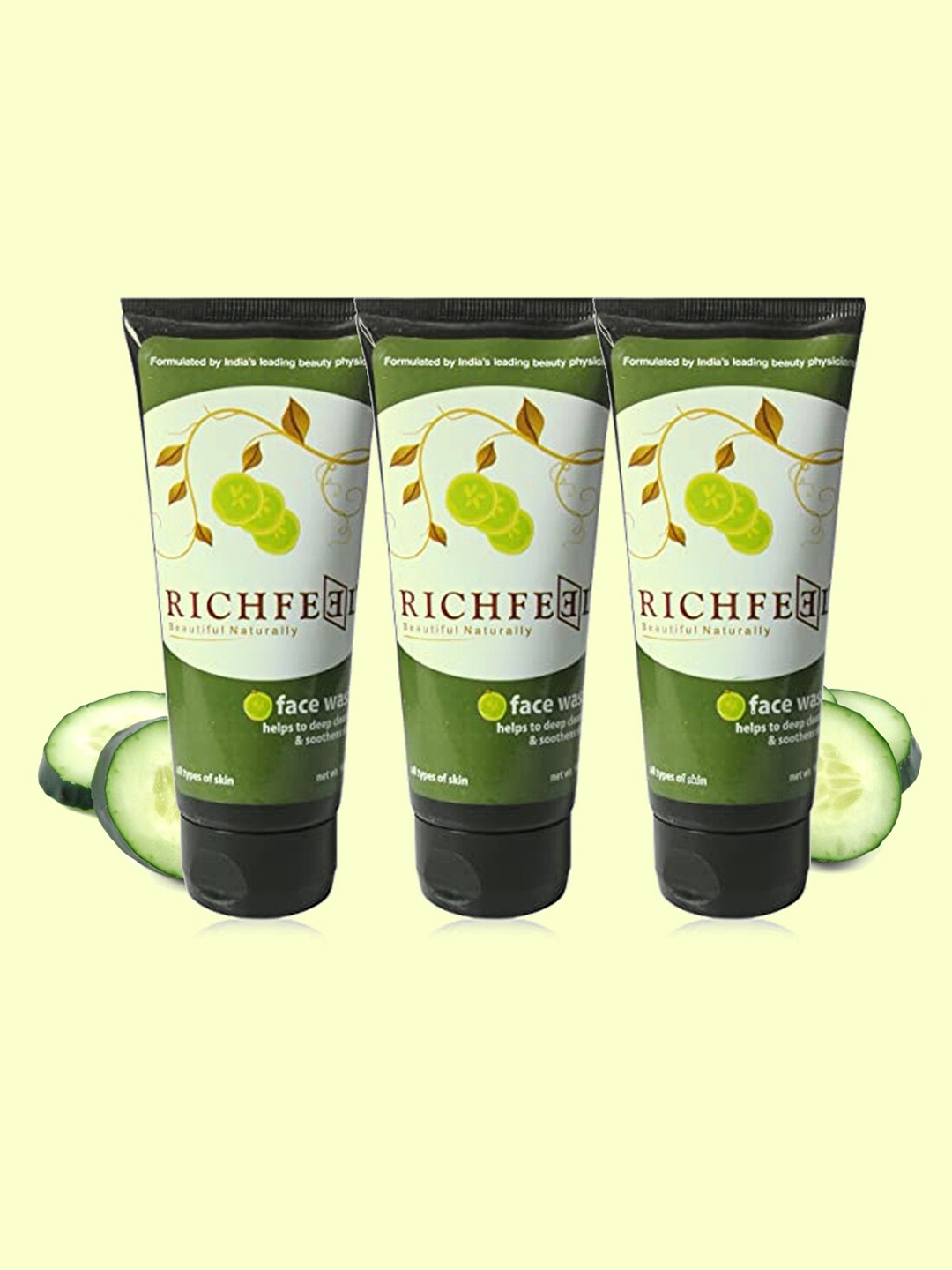 

Richfeel Set Of 3 Cucumber Face Wash 300 ml, Green