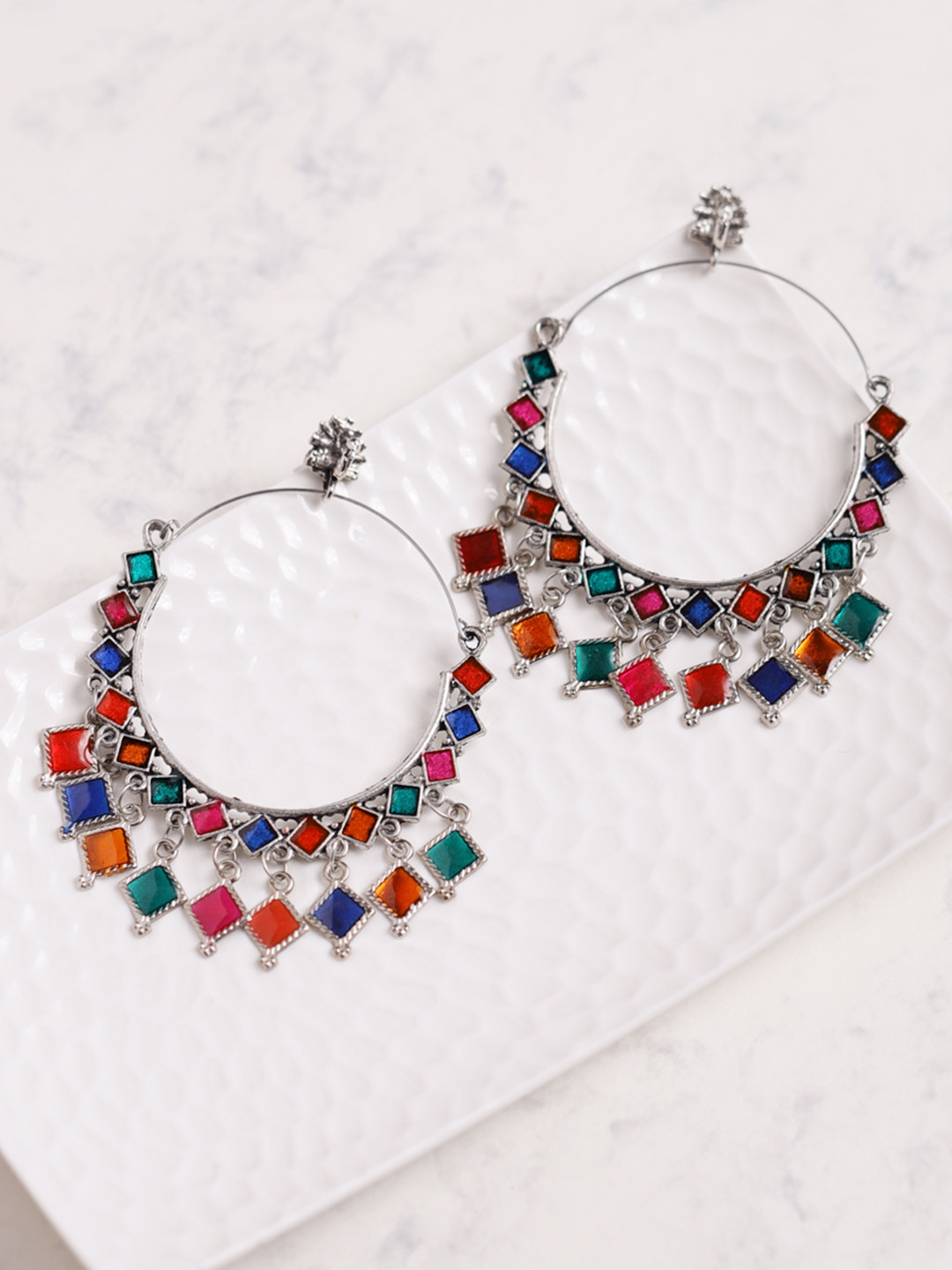 

DEEBACO Silver Plated Circular Hoop Earrings