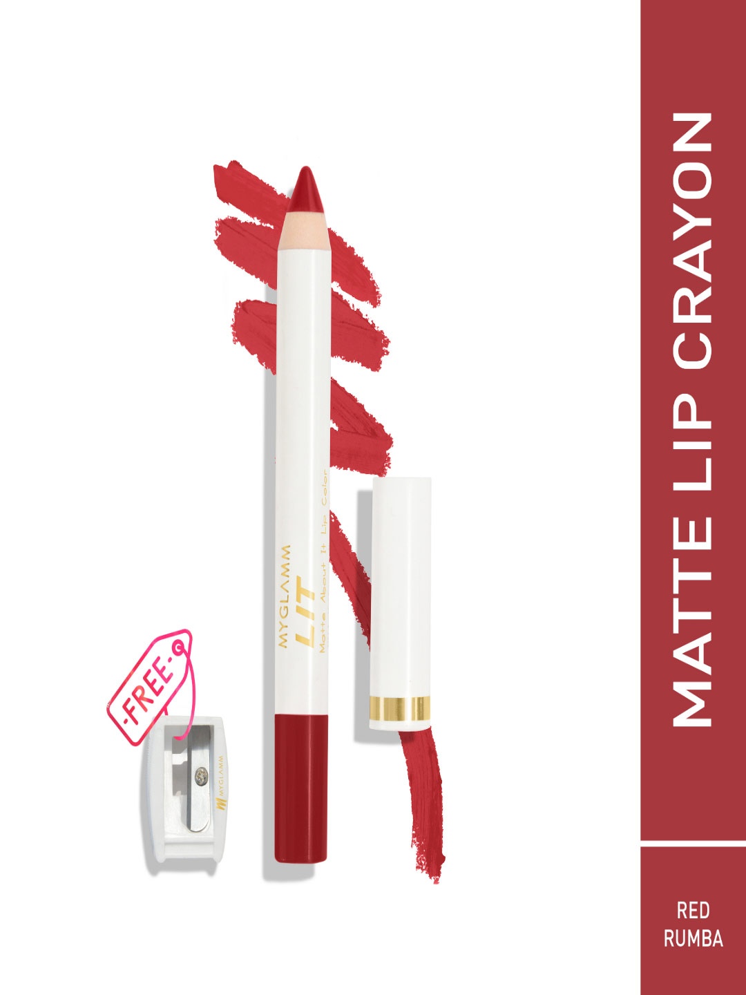 

MyGlamm LIT Matte About It Lip Color with Sharpener 2.8g - Red Rumba