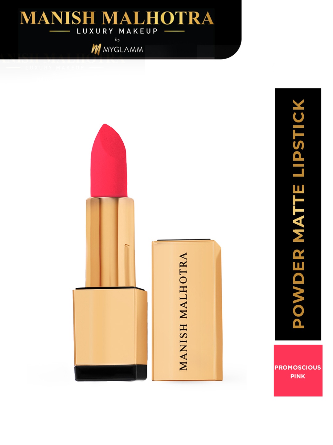 

MyGlamm Manish Malhotra Powder Matte Lipstick with Maracuja Oil 4g - Promiscuous Pink, Coral