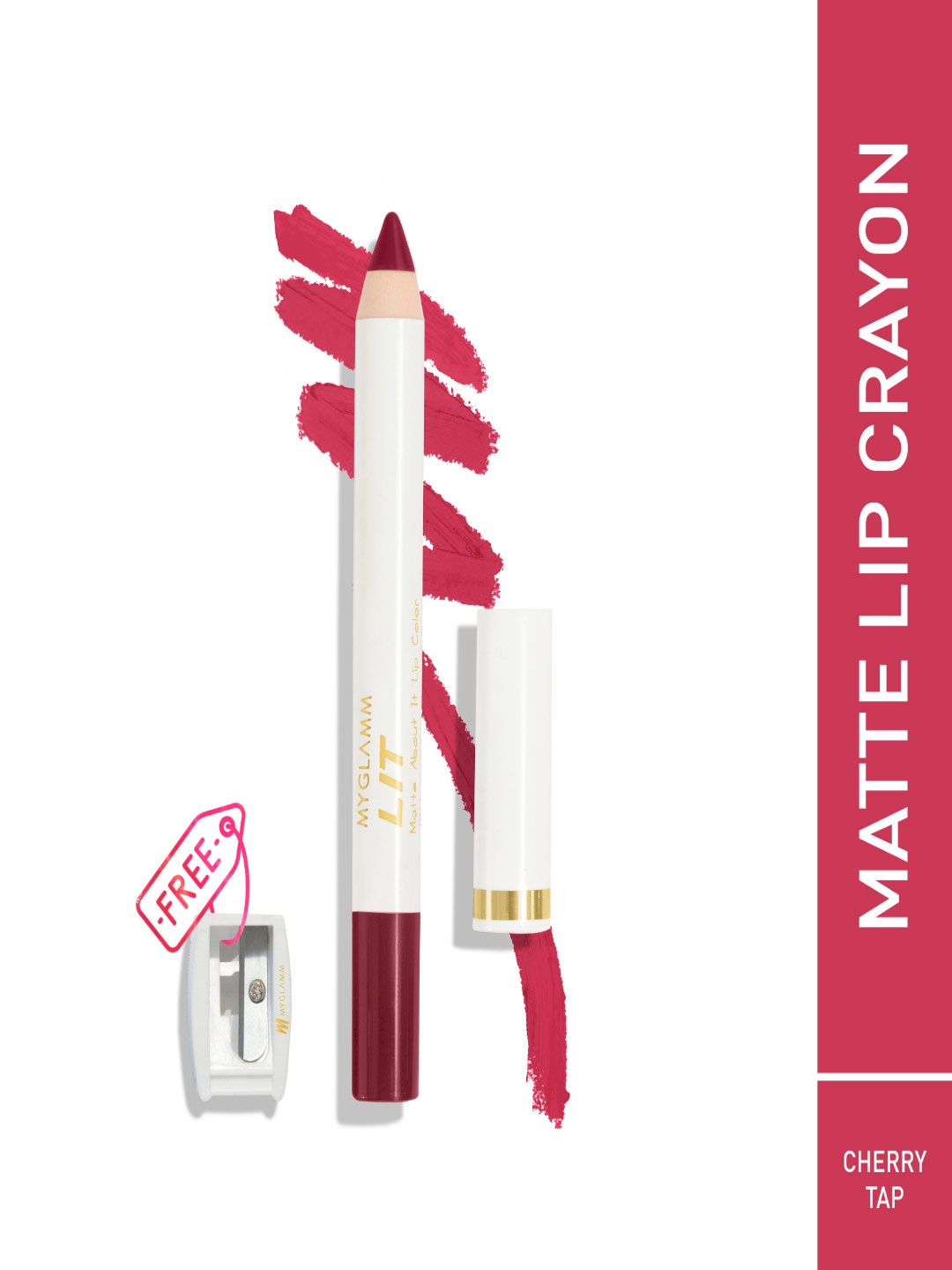 

MyGlamm LIT Matte About It Lip Color with Sharpener 2.8g - Cherry Tap, Maroon