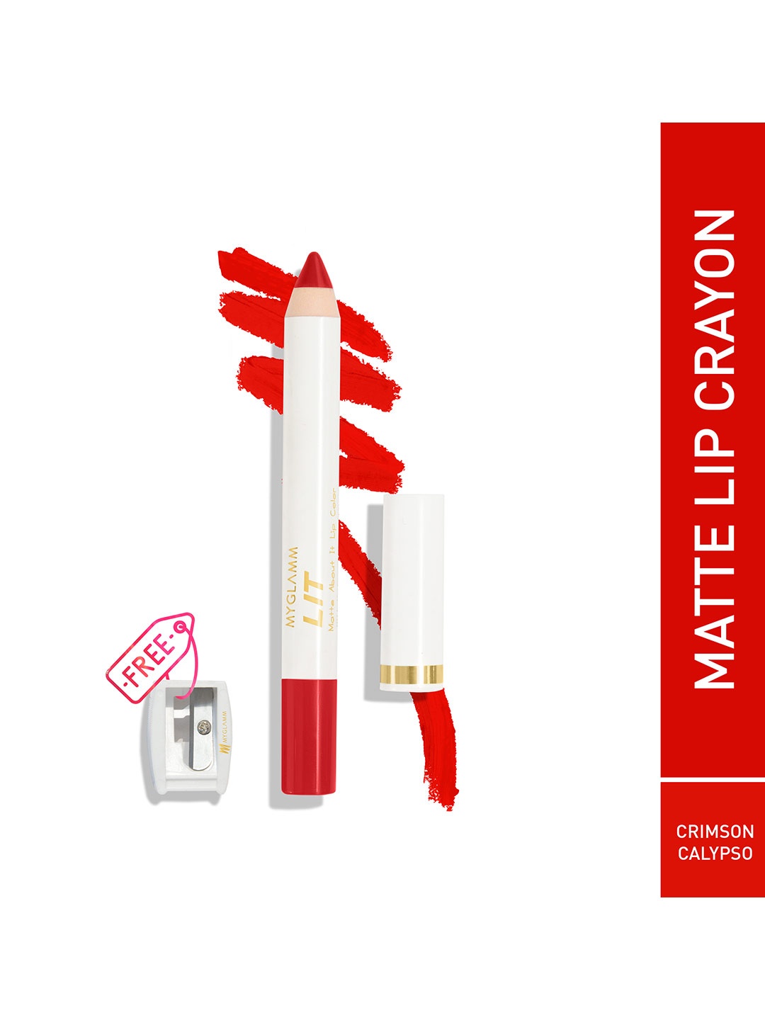 

MyGlamm LIT Matte About It Lip Color with Sharpener 2.8g - Crimson Calypso, Red