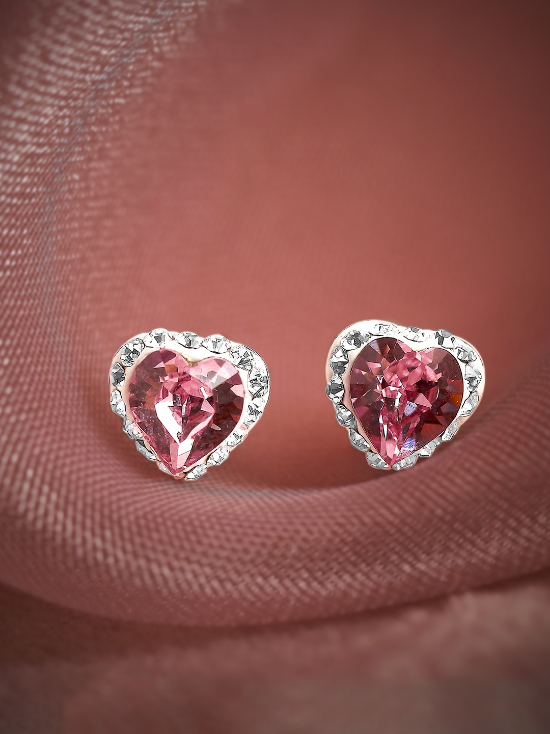 

Rubans 925 Sterling Silver The Heart Is In Pink Stud Earrings