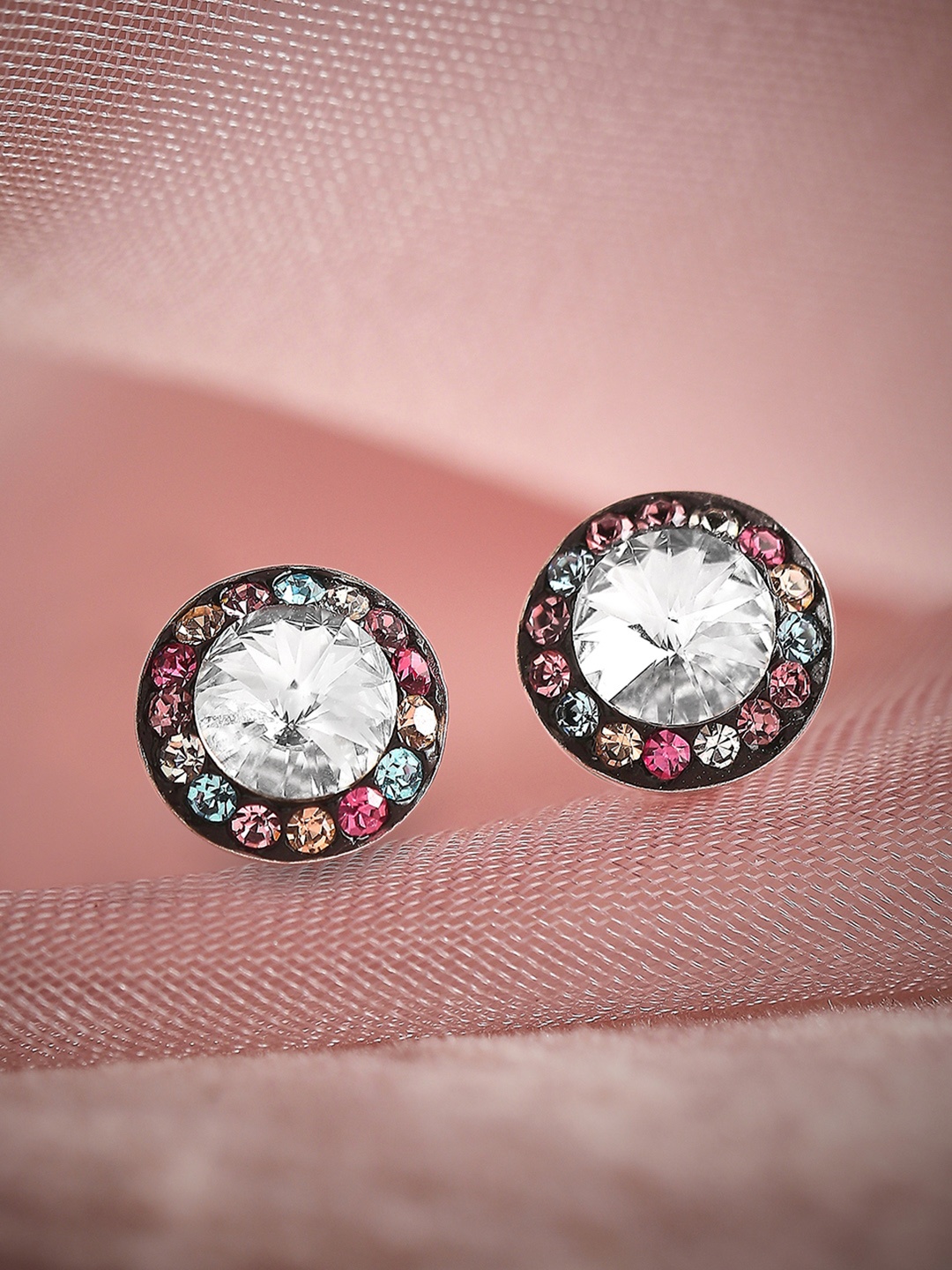

Rubans 925 Sterling Silver The Multicolour Surrounded Zircon Stud Earrings