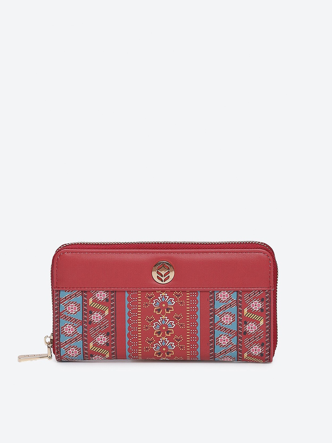 

Biba Women Floral Printed PU Zip Around Wallet, Red