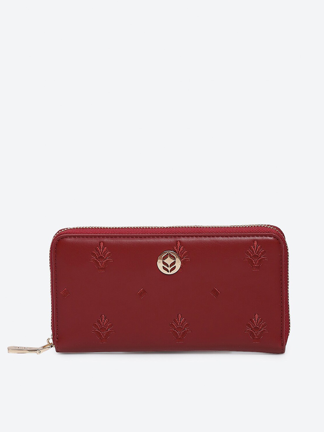 

Biba Women Floral PU Zip Around Wallet, Maroon