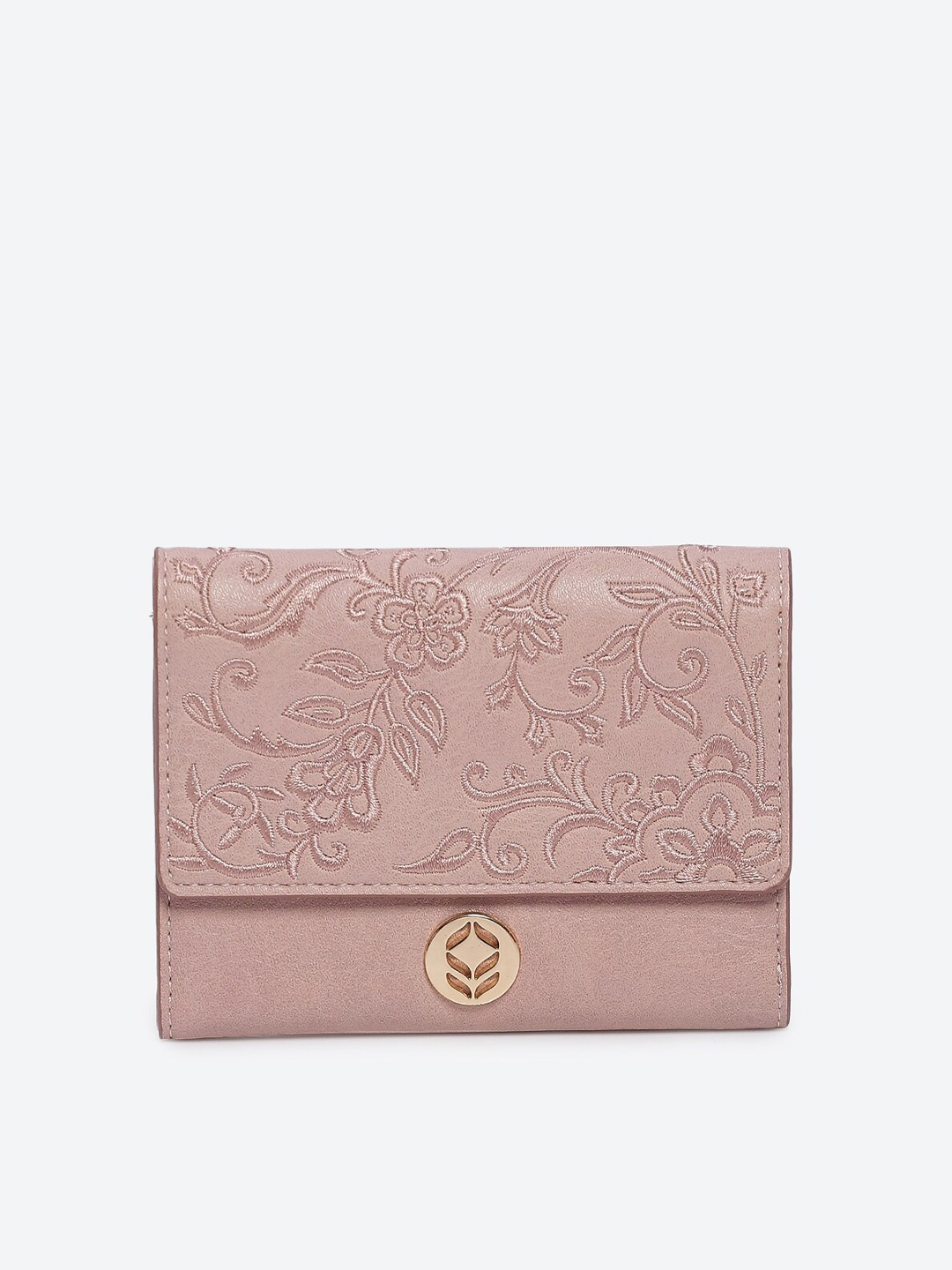 

Biba Women Floral PU Three Fold Wallet, Pink