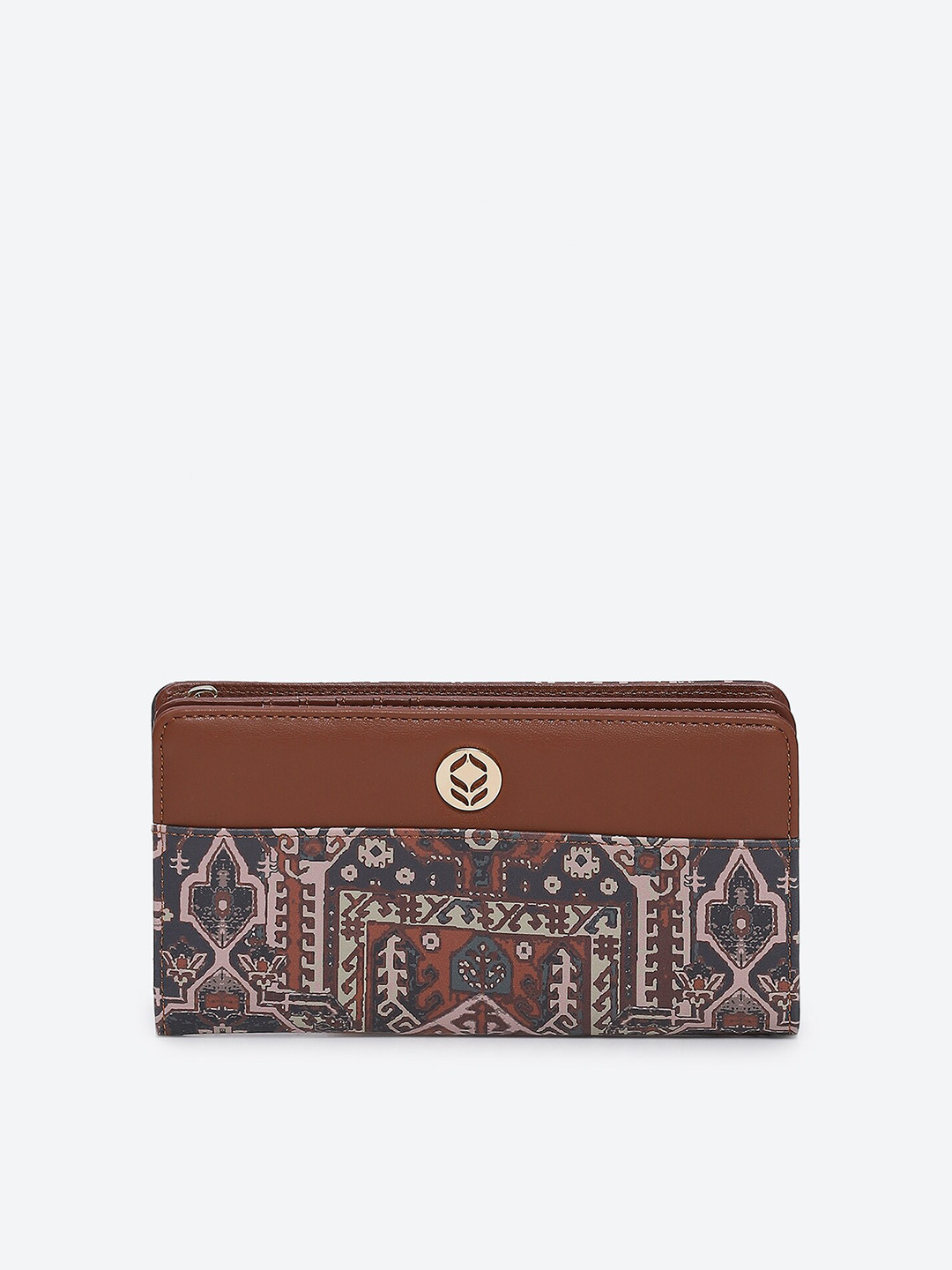 

Biba Women Abstract Printed Zip Around Wallet, Brown