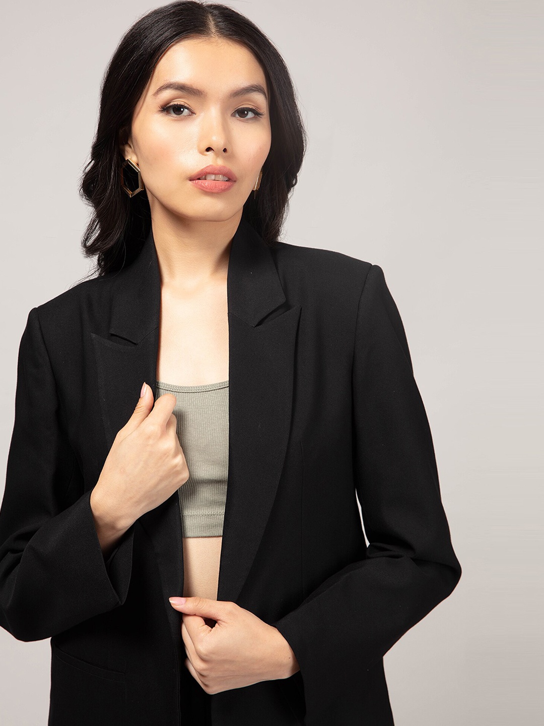20Dresses Women Solid Comfort-Fit Single Breasted Blazers, Black