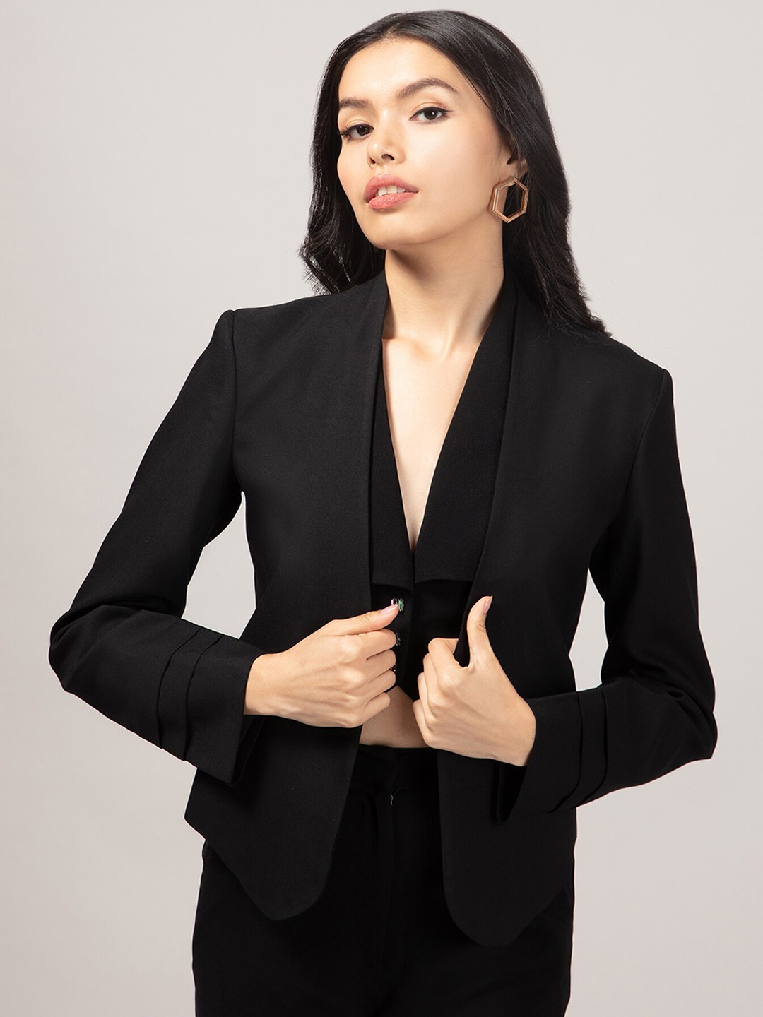 

20Dresses Women Solid Comfort-Fit Single Breasted Blazers, Black