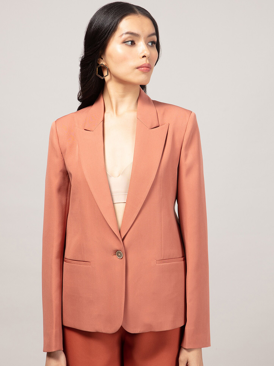 

20Dresses Women Solid Single Breasted Comfort-Fit Blazers, Camel brown