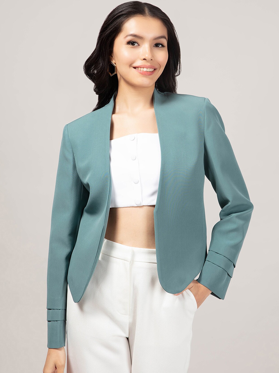 20Dresses Women Solid Comfort-Fit Single Breasted Blazers, Green