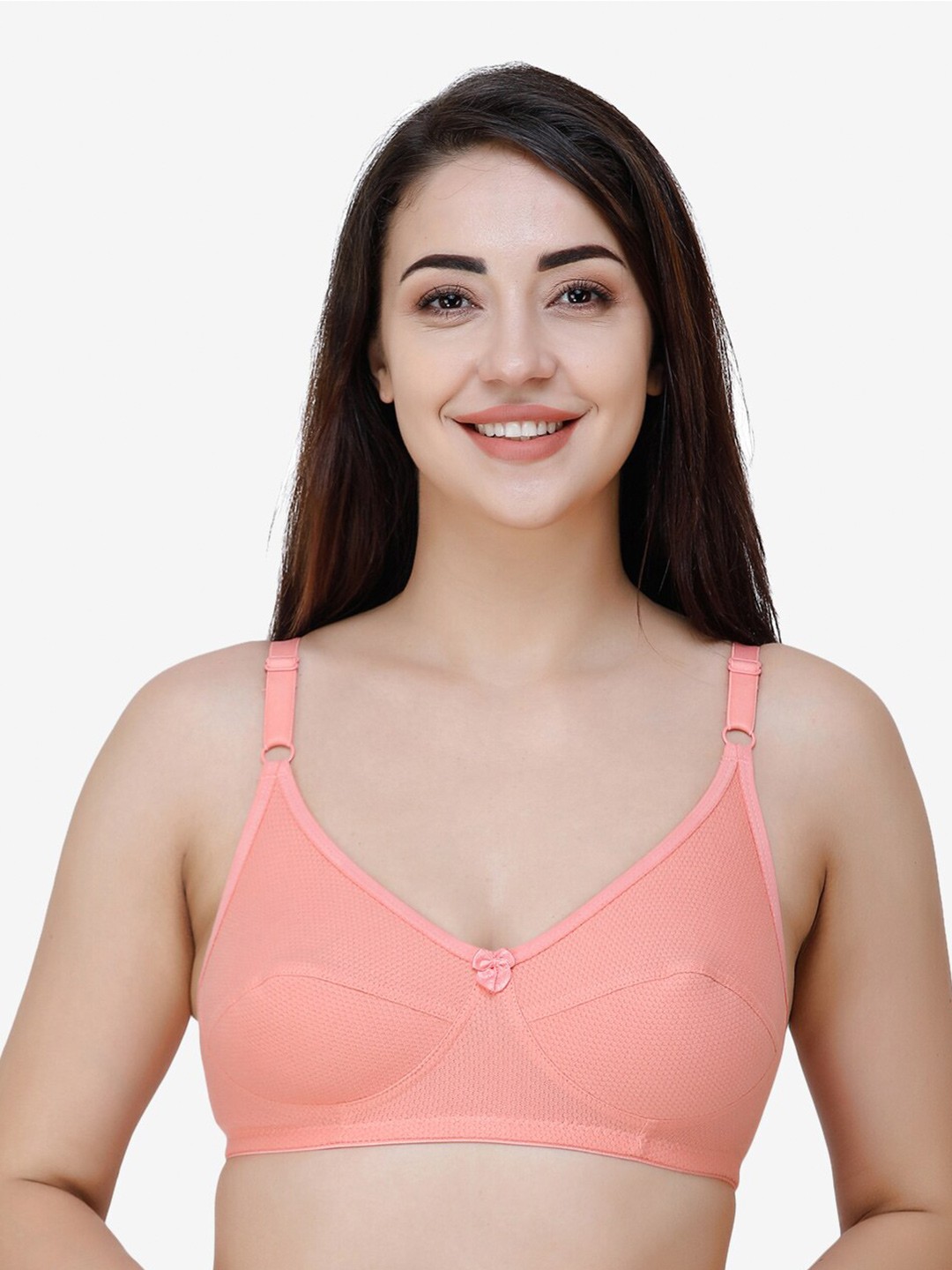 

College Girl Solid Cotton Non Padded Everyday Bra, Peach