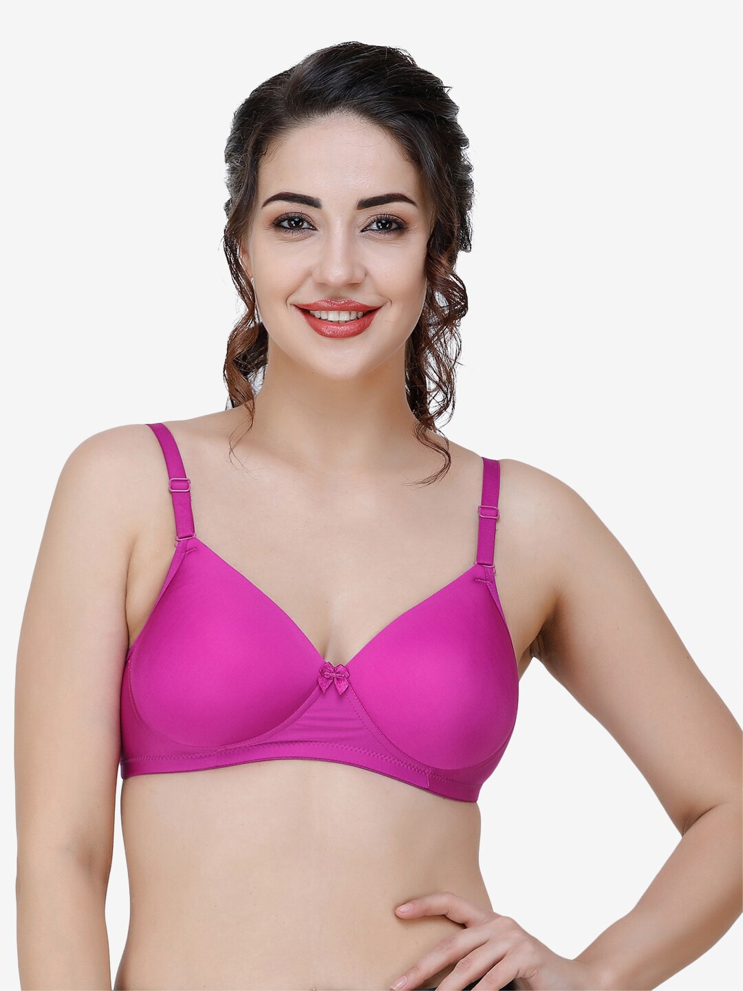 

College Girl Solid Cotton Heavily Padded T-shirt Bra, Purple