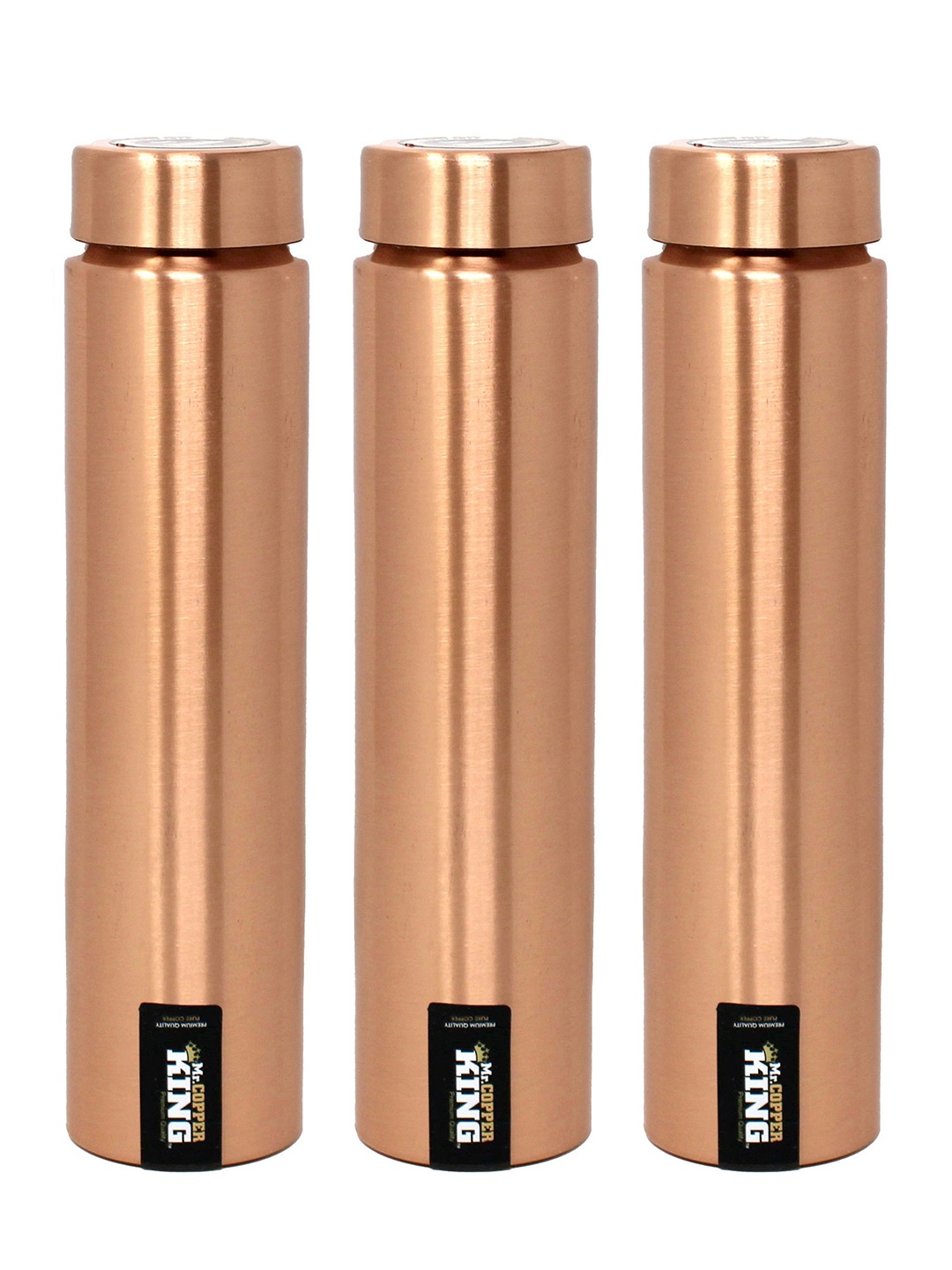 

MR. COPPER KING Brown Set Of 3 Solid Water Bottle 650 ml
