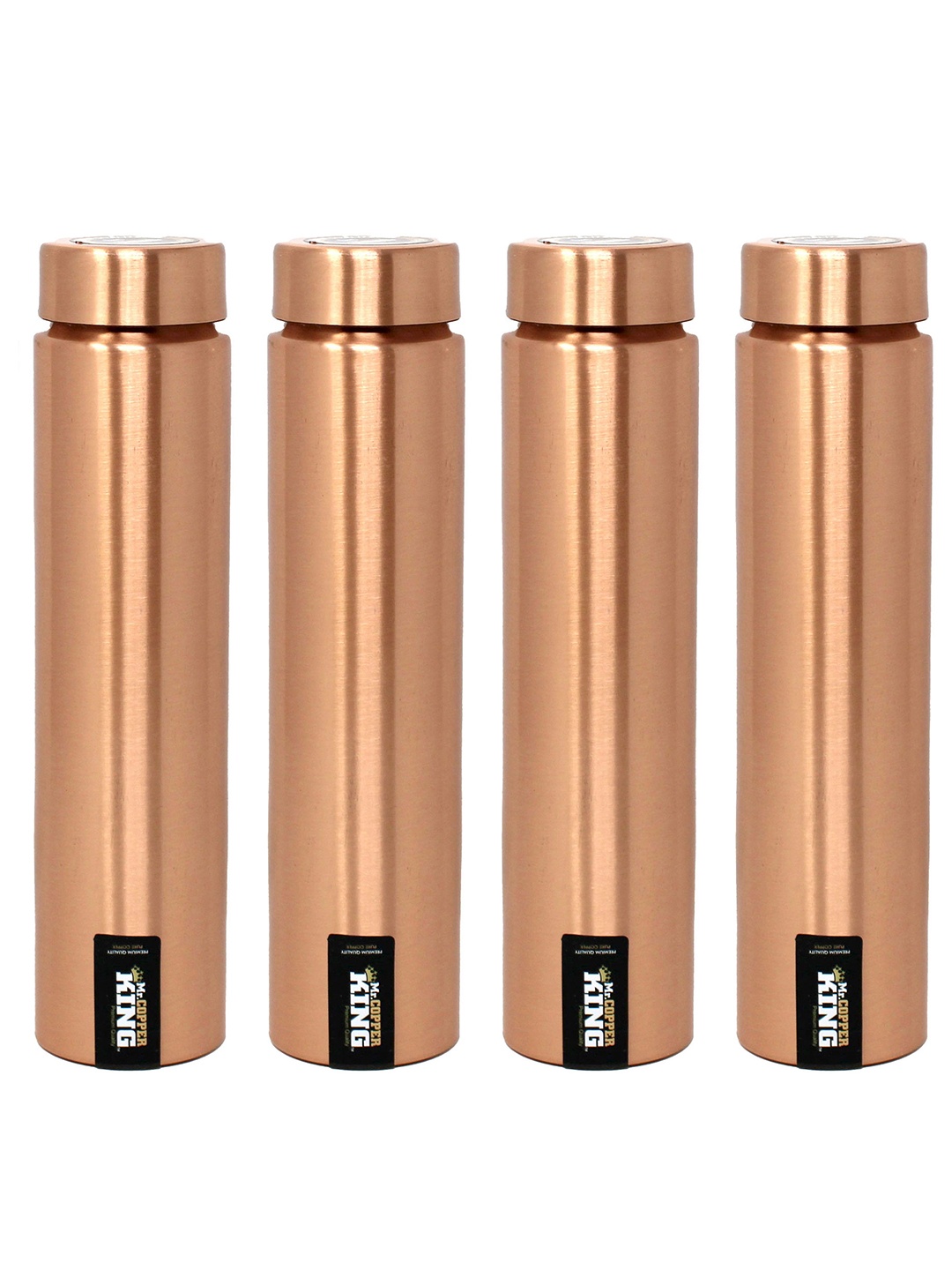 

MR. COPPER KING Brown Set Of 4 Solid Water Bottle 650 ml