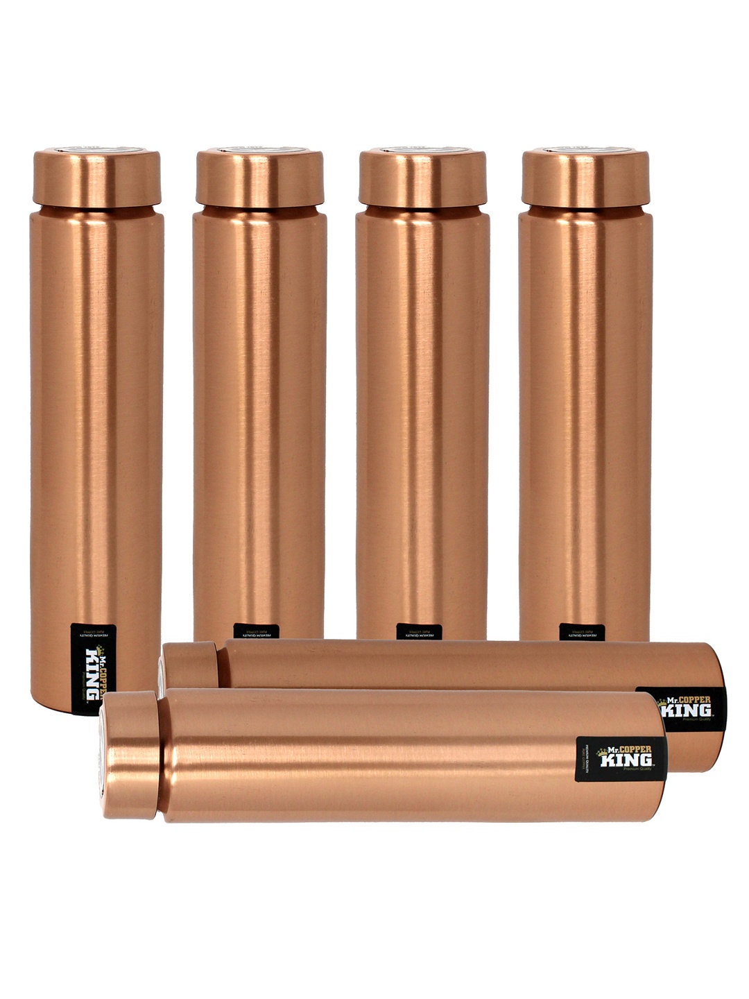 

MR. COPPER KING Brown Set of 6 Solid Copper Water Bottles 650 ML